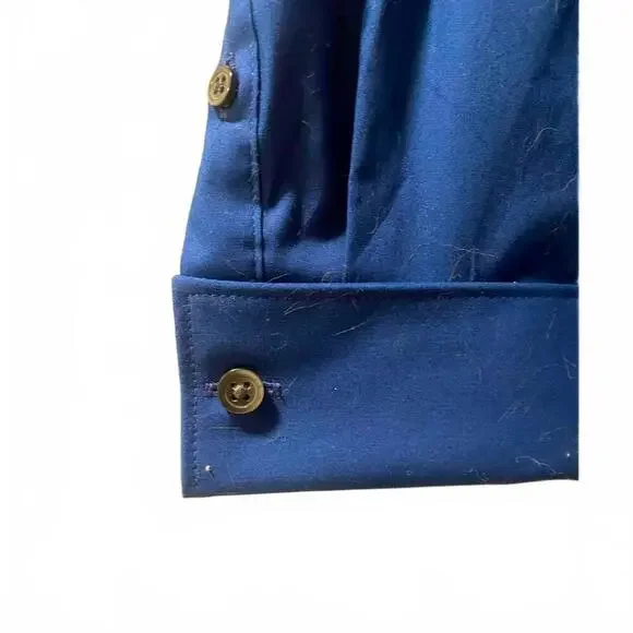 NWT Express 1MX Modern Fit Slim Blue Button Down Shirt Small - Picture 5 of 9